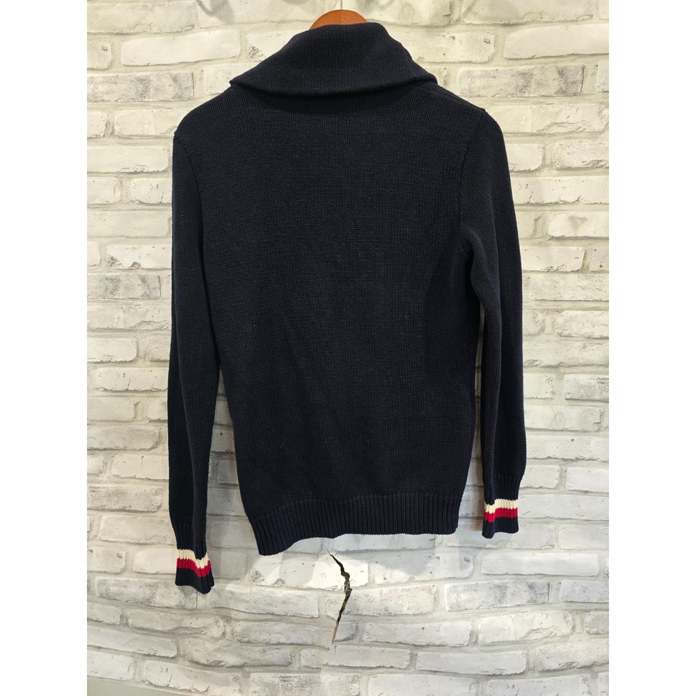 Ralph Lauren Rugby Size M Cardigan Sweater Navy Crest Linen Varsity Collegiate - Picture 4 of 11
